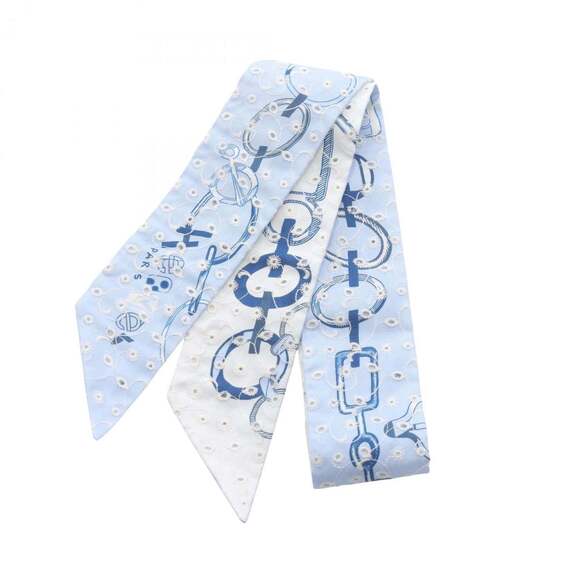HERMES Authentic Blue Silk Scarf - Picture 1 of 4
